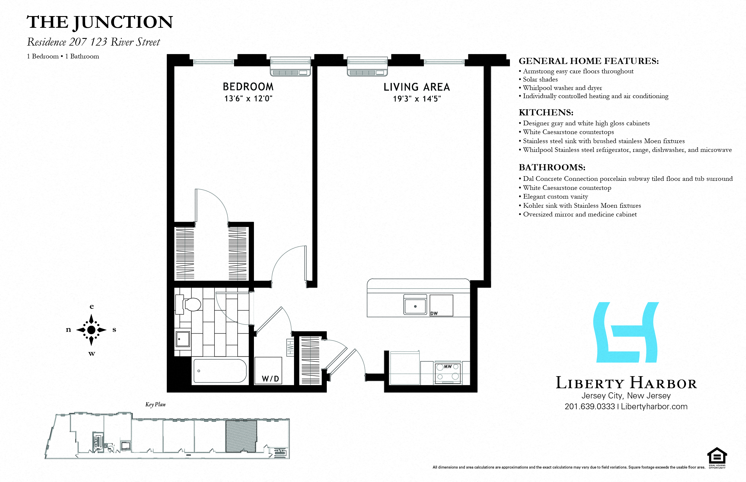 Floor plan for 1 bed, 1 bath, 726 sqft